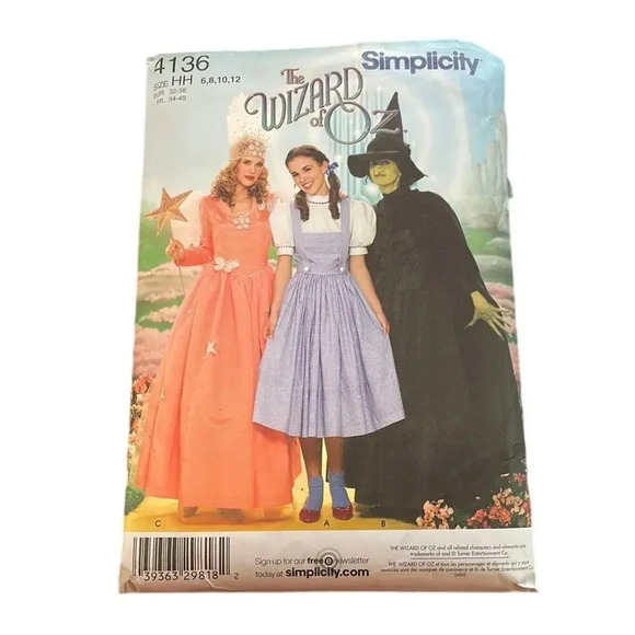 New Halloween Costume Simplicity Pattern #4136 Wizard of Oz Sizes HH 6,8,10,12 - Picture 1 of 3